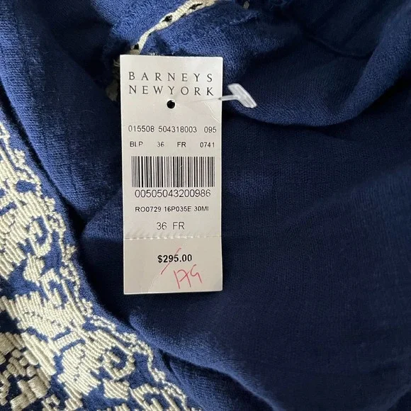 Isabel Marant Tunic Dress Size US 4 Blue Embroidered Cotton Boho Festival NEW - Picture 7 of 8